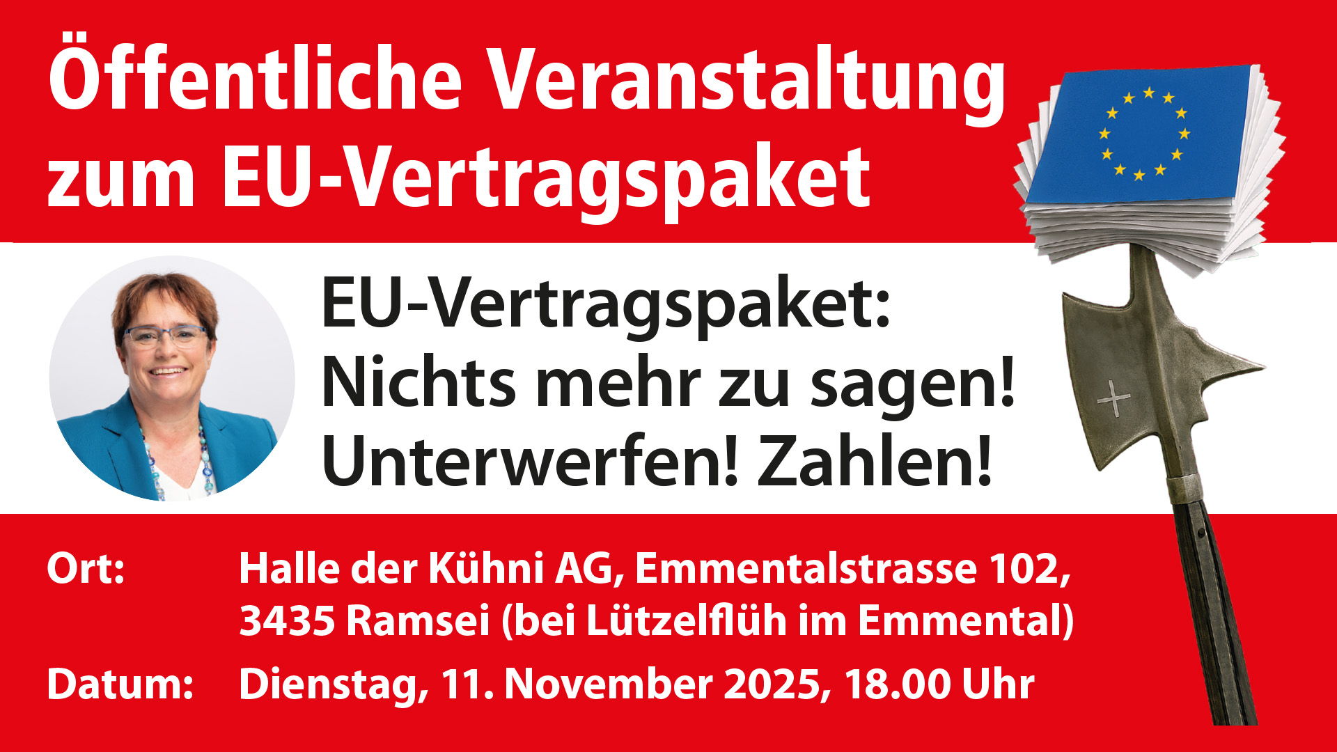 Öffentliche Veranstaltung zum EU-Vertragspaket mit Nationalrätin Magdalena Martullo-Blocher